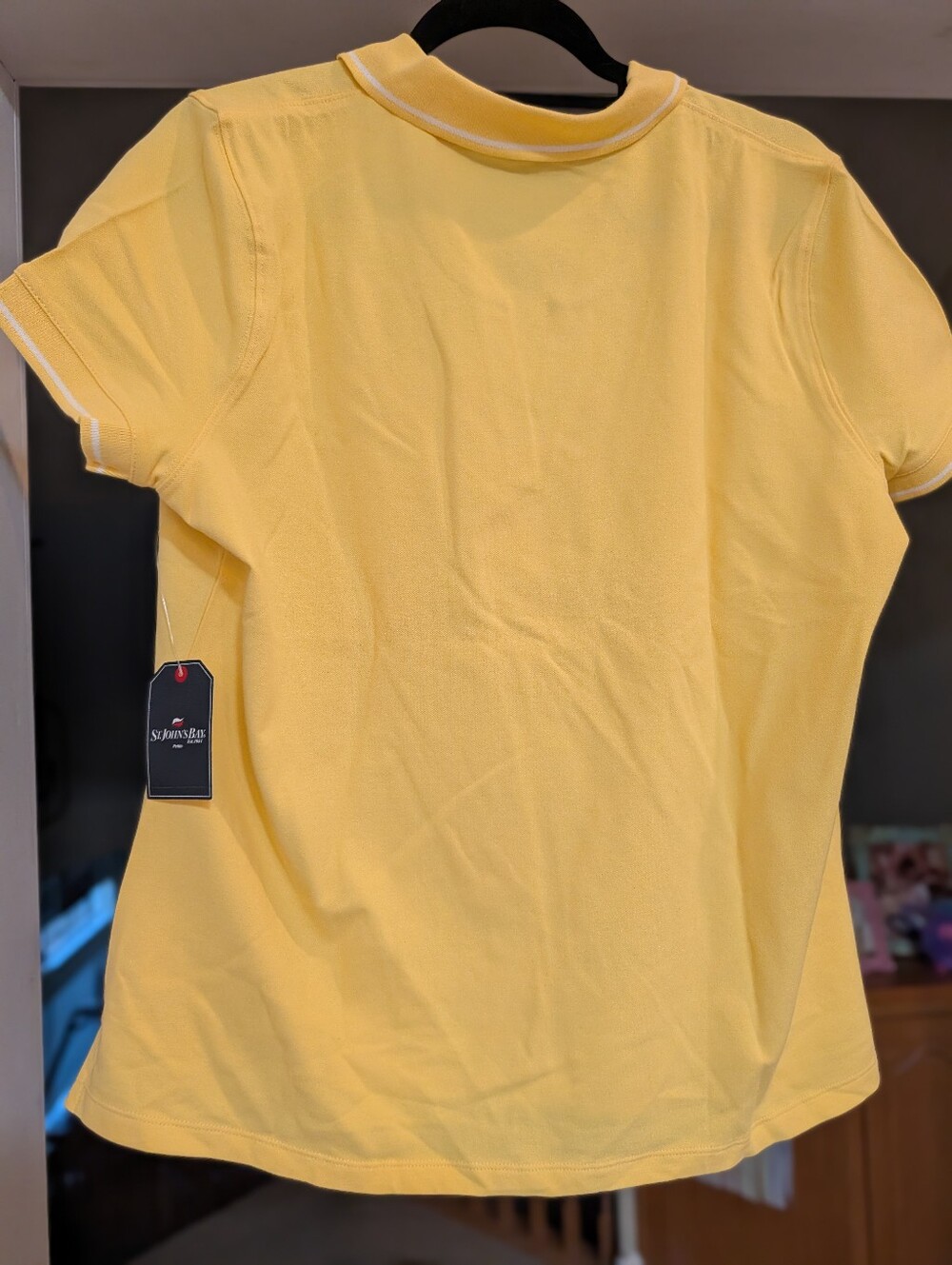 St. John's Bay Women's Short-Sleeve Polo Top - Yellow, Petite XL - Picture 2 of 4